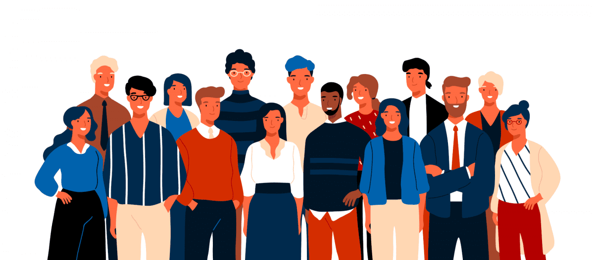 A vector illustration of a group of diverse people standing together